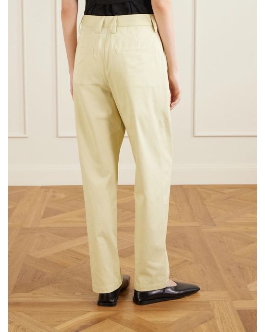 Proenza Schouler Natural Taya Pleated Cotton-Blend Straight-Leg Pants