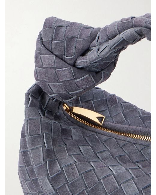 Bottega Veneta Blue Jodie Small Intrecciato Suede Tote