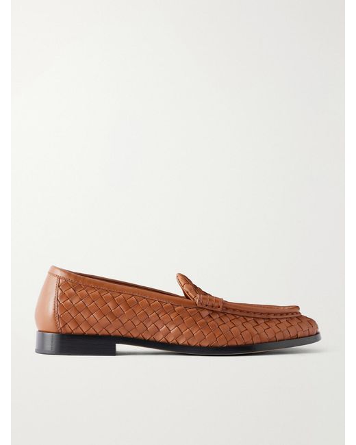 Bottega Veneta Brown Silenzio Intrecciato Leather Loafers