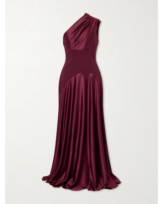 Solace London Purple Gabriela Pleated Satin Gown
