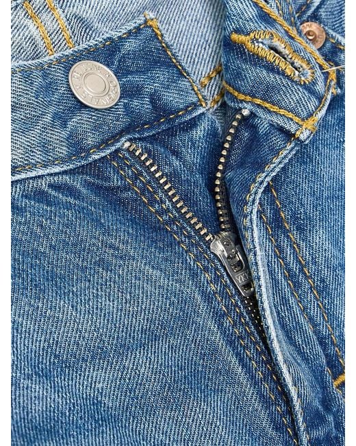 Re/done Blue The Californian Frayed Two-Tone Mid-Rise Wide-Leg Jeans