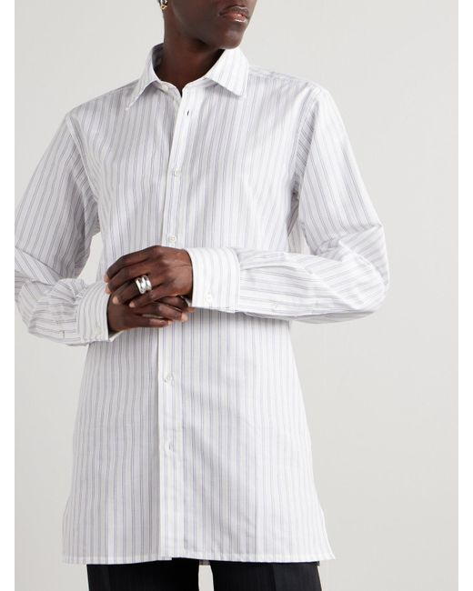 Maison Margiela White Oversized Striped Cotton Shirt