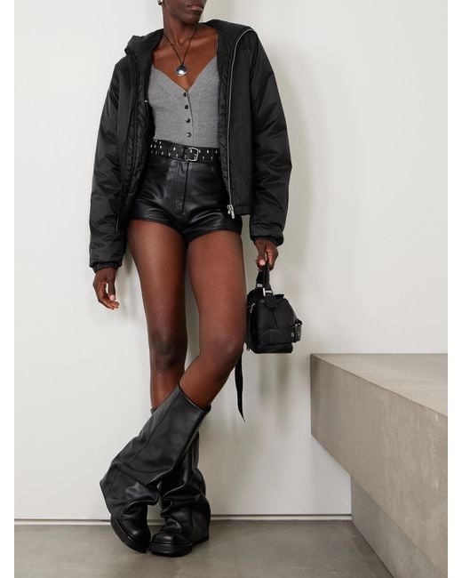 Rick Owens Black Hooded Padded Shell Jacket