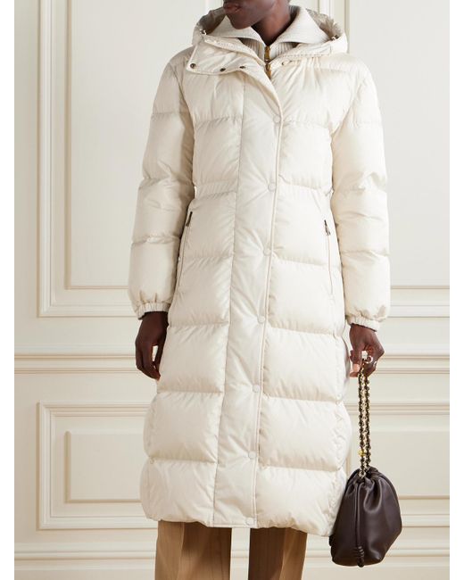 Moncler Natural Chamer Daunenmantel Aus Gestepptem Shell Mit Kapuze