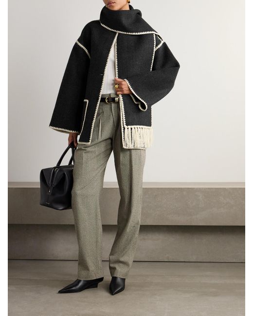 Totême  Black Attached Scarf Wool Jacket