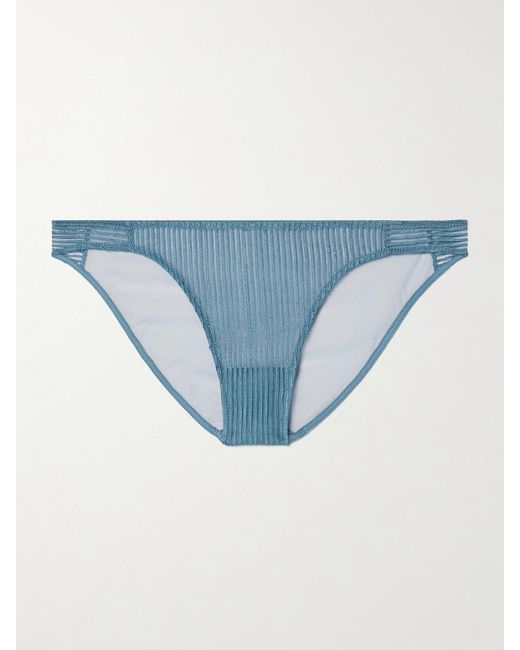 Kiki de Montparnasse Blue Embroidered Tulle Briefs