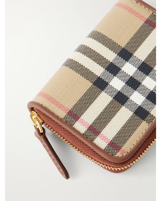 Burberry Natural Checked Leather-Trimmed Wallet