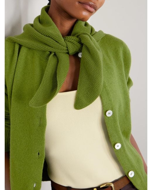 &Daughter Green Fionn Ribbed Cashmere Scarf