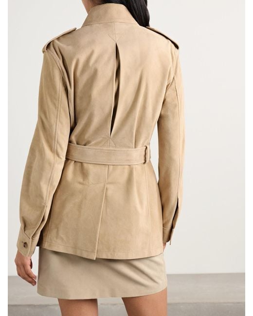 Ralph Lauren Natural Gabbie Jacke Aus Veloursleder Mit Gürtel