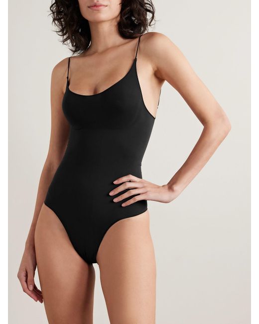 Skims Black Sheer Seamless Thong Bodysuit – Onyx – String-Body