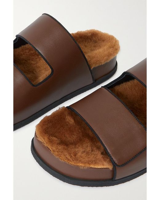 Neous Brown Dombai Shearling-Lined Leather Slides