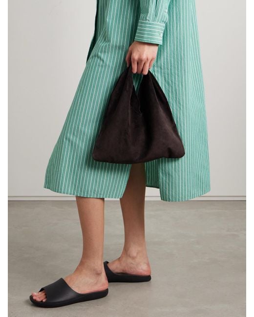 The Row Black Bindle Small Suede Shoulder Bag