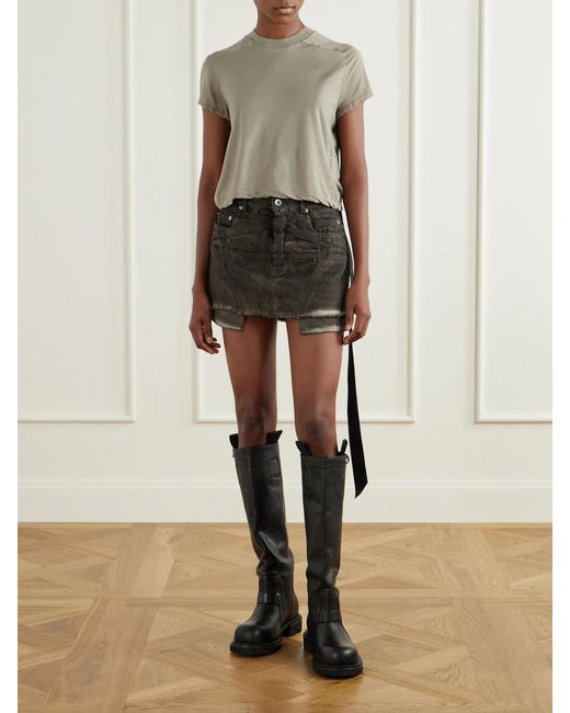 Rick Owens Natural Drkshdw Cropped Cotton-Jersey T-Shirt