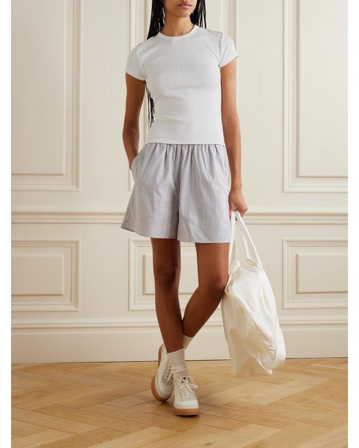 CDLP White Ribbed Stretch Lyocell And Cotton-Blend T-Shirt