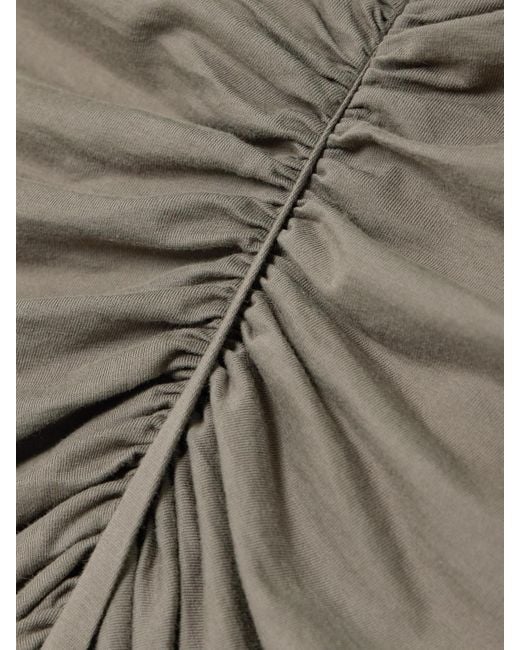Rick Owens Gray Edfu Asymmetric Ruched Cotton-Jersey Maxi Skirt