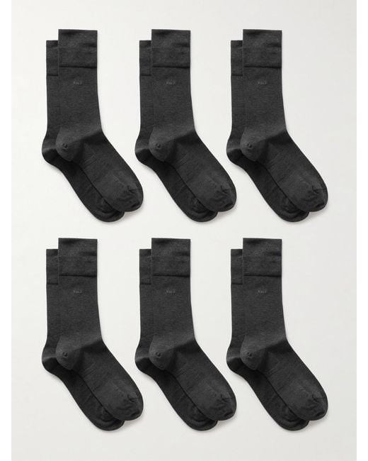CDLP Black Set Of Six Intarsia Cotton-Blend Socks