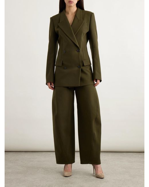Alaïa Green Double-Breasted Cotton-Twill Blazer