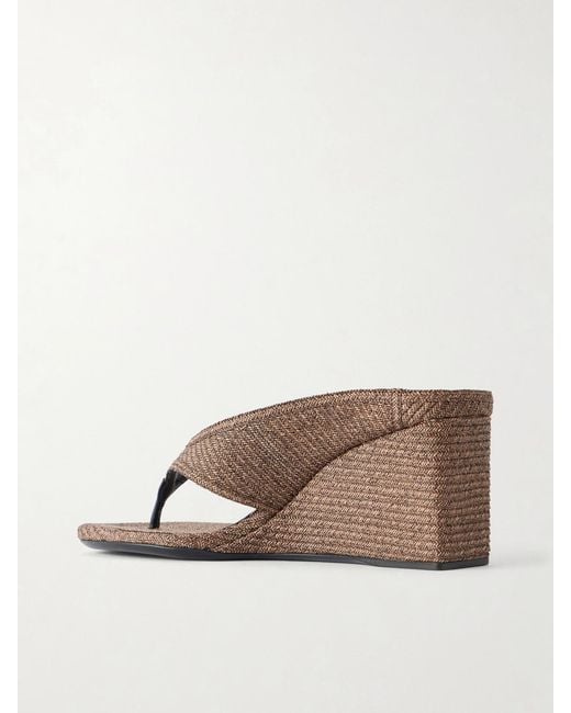 Alaïa Brown Tong 75 Suede Wedge Sandals