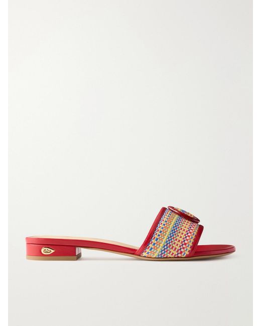 JENNIFER CHAMANDI Pink Andrea Woven And Leather Slides