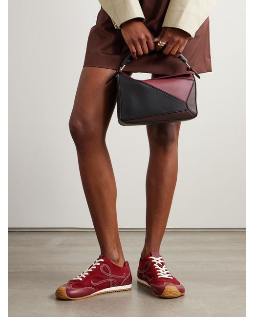 Loewe Red Ballet Runner 2.0 Logo-Appliquéd Leather And Suede Sneakers