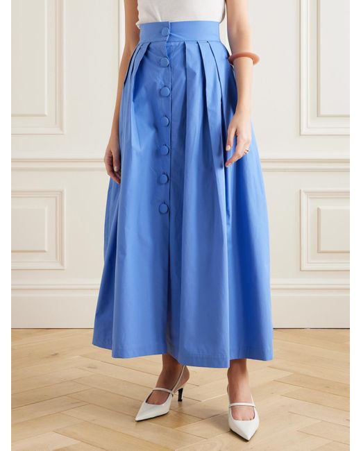 D'Estree Blue Irving Midirock Aus Baumwollpopeline Mit Falten