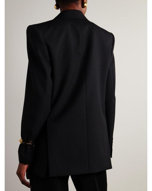 Saint Laurent Black Doppelreihiger Blazer Aus Grain De Poudre Aus Wolle