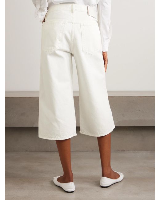 Agolde White Maria Mcmanus Skater Wide-Leg Denim Shorts
