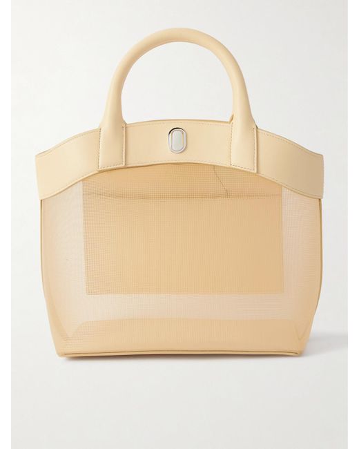 SAVETTE Natural Tondo Leather-Trimmed Mesh Tote