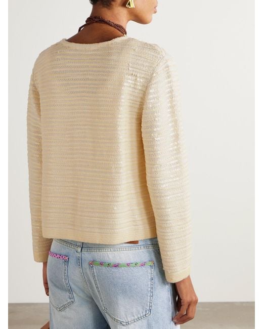 Bode Natural Sequin-Embellished Wool Cardigan