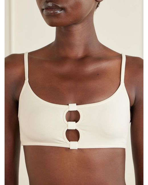 Eres Natural Bloom Embellished Cutout Bikini Top
