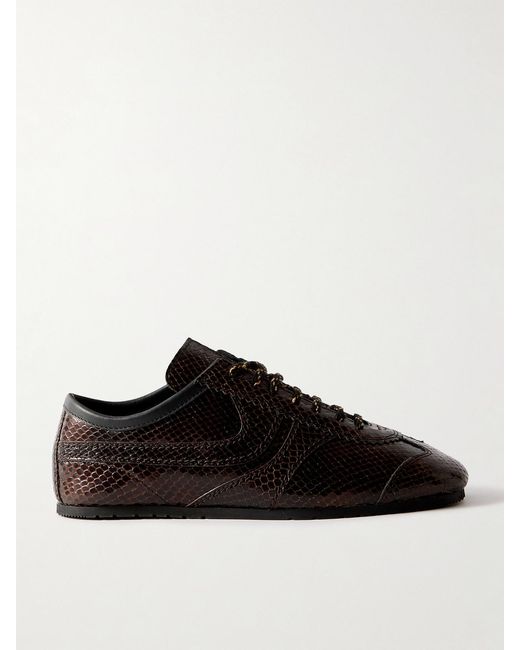 Dries Van Noten Black Snake-Effect Leather Sneakers
