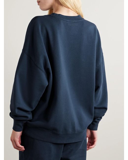 Anine Bing Blue Miles Embroidered Cotton-Jersey Sweatshirt
