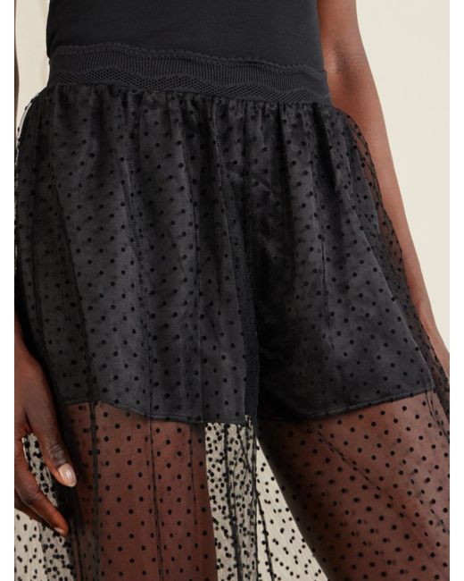 Alaïa Black Polka-Dot Fil Coupé Organza Wide-Leg Pants
