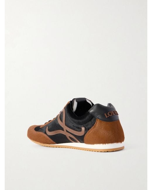Loewe Brown Ballet Runner 2.0 Logo-Appliquéd Calf Hair And Leather Sneakers