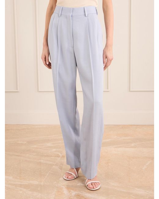 Blazé Milano White Vezon Pleated Tapered Woven Pants