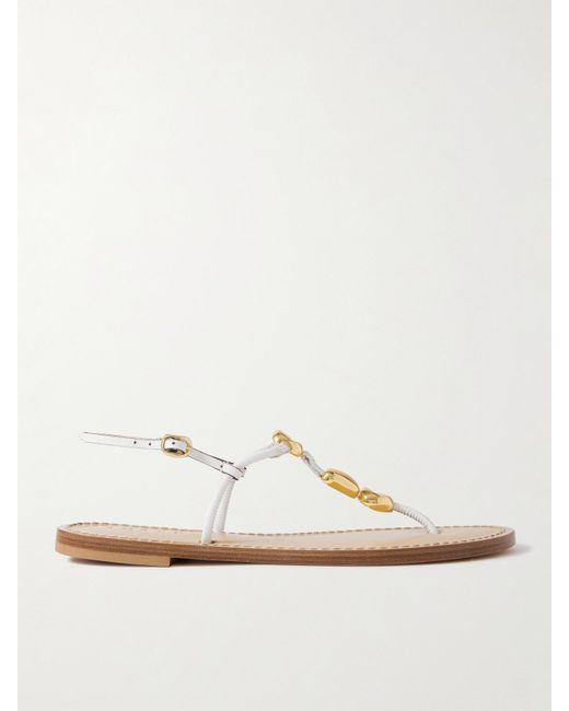 Amanu White The Nairobi Sandalen Aus Leder Mit Verzierungen
