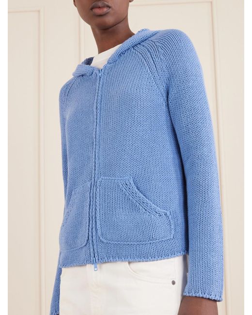 Still Here Blue Bear Knitted Cotton Zip-Up Hoodie