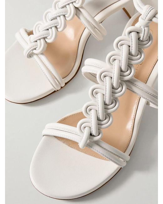 Gianvito Rossi White Capua 55 Sandalen Aus Geflochtenem Leder