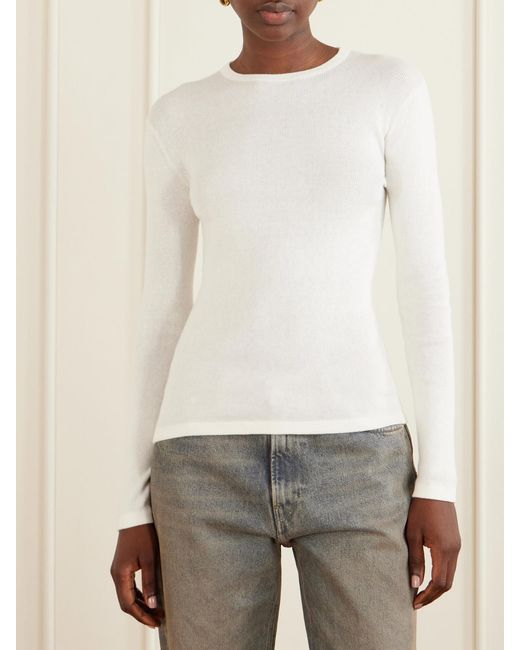 Lisa Yang Natural Vivian Cotton And Cashmere-Blend T-Shirt