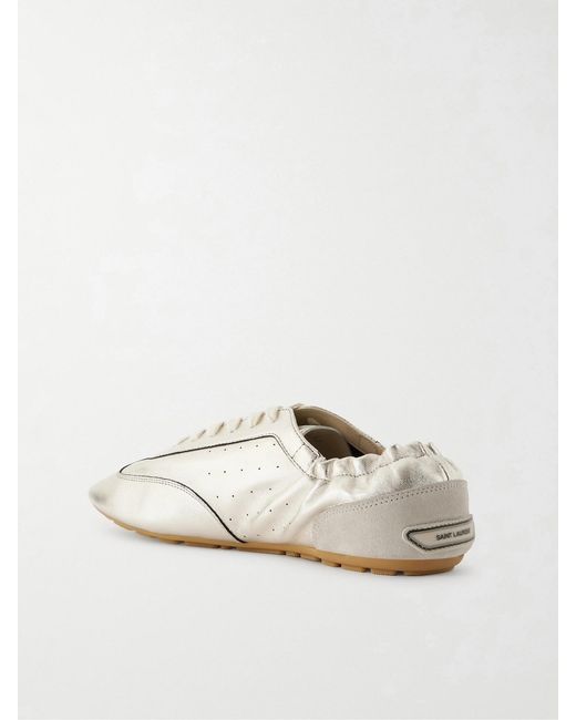 Saint Laurent Natural Lewis Metallic Leather Sneakers