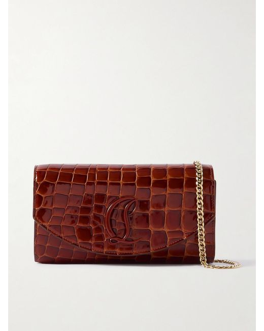 Christian Louboutin Red Loubi54 Schultertasche Aus Leder Mit Krokodileffekt