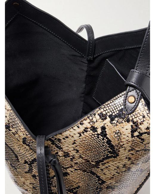 Isabel Marant Gray Tampa Mini Snake-Effect Leather Bucket Bag