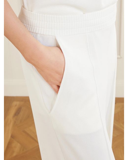 Lanvin White Ribbed-Knit Wide-Leg Pants