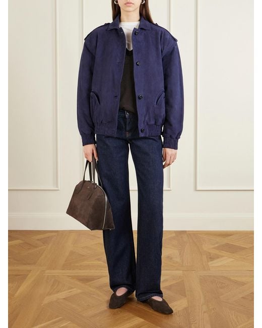 Blazé Milano Blue Viva Charlie Padded Suede Bomber Jacket