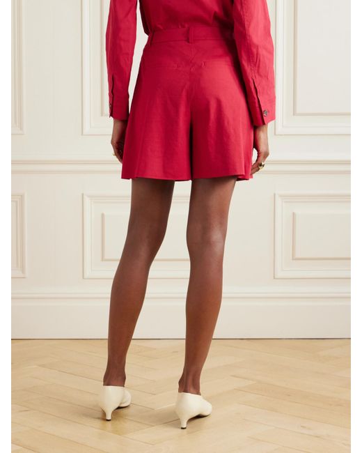 Theory Red Shorts Aus Einer Leinenmischung Mit Falten