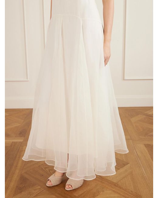 Brunello Cucinelli White Halterneck Silk Maxi Dress