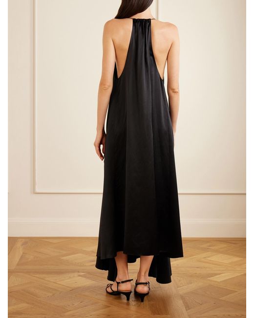 Sharon Wauchob Black Draped Silk-Satin Maxi Dress
