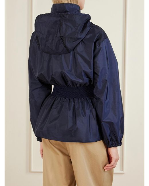 Moncler Blue Liriope Hooded Gathered Shell Jacket