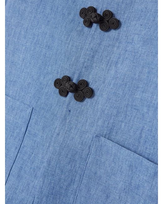 Rohe Blue Mandarin Linen Jacket