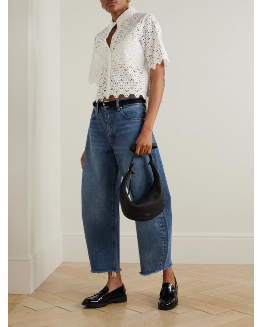 FRAME White The Deco Bluse Aus Baumwolle Mit Lochstickerei Und Wellenkanten